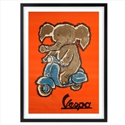 Buy Wall Art's Vespa Elephant Large 105cm x 81cm Framed A1 Art Print