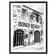 Buy Wall Art's Welcome To Bondi Bw Large 105cm x 81cm Framed A1 Art Print