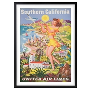 Buy Wall Art's Southern California United Airlines Large 105cm x 81cm Framed A1 Art Print