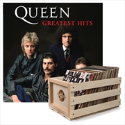 Buy Crosley Record Storage Crate & Queen Greatest Hits - Double Vinyl Album Bundle
