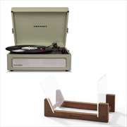 Buy Crosley Voyager Bluetooth Portable Turntable - Sage + Bundled Crosley Record Storage Display Stand