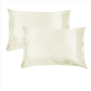 Buy Accessorize 300TC Deluxe Essentials Satin Standard Pillowcases Stone (Ivory)