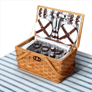 Buy Alfresco Picnic Basket Set Wooden Cooler Bag 4 Person Outdoor Insulated Liquor