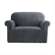 Buy Artiss Velvet Sofa Cover Plush Couch Cover Lounge Slipcover 1 Seater Grey