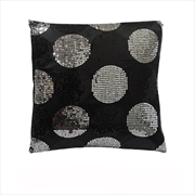 Buy Sequined Black Silver Squared Filled Cushion