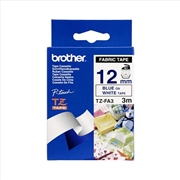 Buy Brother TZe-FA3 12mm x 3m Blue on White Fabric Tape - for use in Brother Printer