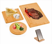 Buy 3 Pieces Bamboo Cutting Board with Juice Groove and Mobile Holder included for Home Kitchen