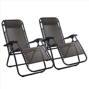 Buy Gardeon Set of 2 Zero Gravity Chairs Reclining Outdoor Furniture Sun Lounge Folding Camping Lounger