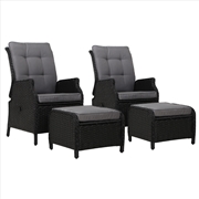 Buy Gardeon Set of 2 Recliner Chairs Sun lounge Outdoor Setting Patio Furniture Wicker Sofa