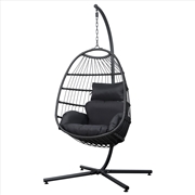 Buy Gardeon Egg Swing Chair Hammock Stand Outdoor Furniture Hanging Wicker Seat Grey