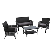 Buy Gardeon 4 PCS Outdoor Furniture Lounge Setting Wicker Dining Set Black