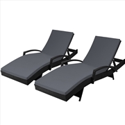 Buy Gardeon Set of 2 Outdoor Sun Lounge Chair with Cushion - Black