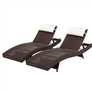 Buy Gardeon Outdoor Sun Lounge Setting Wicker Lounger Day Bed Rattan Patio Furniture Brown