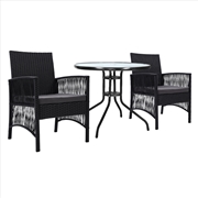 Buy Gardeon Outdoor Furniture Dining Chairs Wicker Garden Patio Cushion Black 3PCS Tea Coffee Cafe Bar S