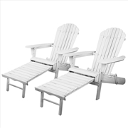 Buy Gardeon Set of 2 Outdoor Sun Lounge Chairs Patio Furniture Lounger Beach Chair Adirondack