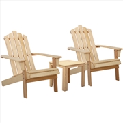Buy Gardeon Outdoor Sun Lounge Beach Chairs Table Setting Wooden Adirondack Patio Natural Wood Chair