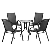 Buy Gardeon Outdoor Furniture 5PC Table and chairs Stackable Bistro Set Patio Coffee