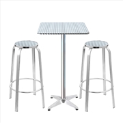 Buy Gardeon Outdoor Bistro Set Bar Table Stools Adjustable Aluminium Cafe 3PC Square