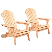 Buy Gardeon Set of 2 Patio Furniture Outdoor Chairs Beach Chair Wooden Adirondack Garden Lounge