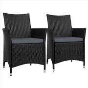 Buy Set of 2 Outdoor Bistro Set Chairs Patio Furniture Dining Wicker Garden Cushion Gardeon