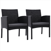 Buy Set of 2 Outdoor Bistro Chairs Patio Furniture Dining Chair Wicker Garden Cushion Gardeon