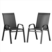 Buy Gardeon 2X Outdoor Stackable Chairs Lounge Chair Bistro Set Patio Furniture