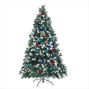 Buy Home Ready 7Ft 210cm 1290 tips Green Snowy Christmas Tree Xmas Pine Cones  + Bauble Balls