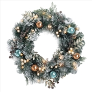 Buy Jingle Jollys Christmas Wreath with Pre-Lit Lights Ornament 60CM Xmas Tree Decor