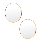 Buy 2 Set La Bella Gold Wall Mirror Round Aluminum Frame Makeup Decor Bathroom Vanity 50cm