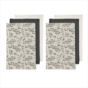 Buy Ladelle Grown Ivy Set of 6 Cotton Kitchen Towels Charcoal