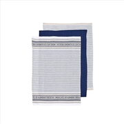 Buy Ladelle Set of 3 Professional Series III Cotton Kitchen Tea Towels Navy 50 x 70 cm