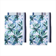 Buy Ladelle Set of 4 Zest Leaves Green Cotton Kitchen Tea Towels 50 x 70 cm