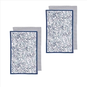 Buy Ladelle Repose Floral Set of 4 Cotton Kitchen Towels Navy