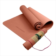 Buy Powertrain Eco-friendly Dual Layer 6mm Yoga Mat | Peach | Non-slip Surface And Carry Strap For Ultim