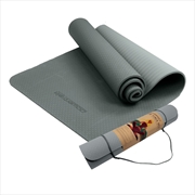 Buy Powertrain Eco-friendly Dual Layer 6mm Yoga Mat | Slate Grey | Non-slip Surface And Carry Strap For