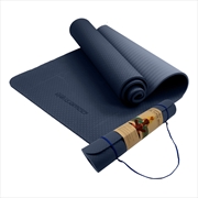Buy Powertrain Eco-friendly Dual Layer 6mm Yoga Mat | Navy | Non-slip Surface And Carry Strap For Ultima