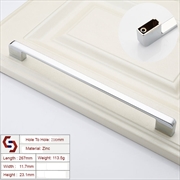 Buy Zinc Kitchen Cabinet Handles Drawer Bar Handle Pull silver color hole to hole size 256mm
