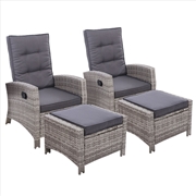 Buy Set of 2 Sun lounge Recliner Chair Wicker Lounger Sofa Day Bed Outdoor Chairs Patio Furniture Garden