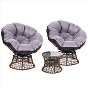 Buy Gardeon Outdoor Lounge Setting Papasan Chairs Table Patio Furniture Wicker Brown