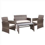 Buy Gardeon Set of 4 Outdoor Lounge Setting Rattan Patio Wicker Dining Set Mixed Grey