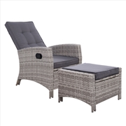 Buy Sun lounge Recliner Chair Wicker Lounger Sofa Day Bed Outdoor Furniture Patio Garden Cushion Ottoman