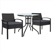 Buy Gardeon Outdoor Furniture Dining Chairs Wicker Garden Patio Cushion Black 3PCS Sofa Set Tea Coffee C