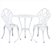 Buy Gardeon 3PC Outdoor Setting Cast Aluminium Bistro Table Chair Patio White