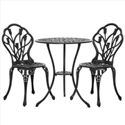 Buy Gardeon 3PC Outdoor Setting Cast Aluminium Bistro Table Chair Patio Black