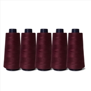 Buy 5x Wine Red Sewing Overlocker Thread - 2000m Hemline Polyester Overlocking Spool