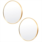 Buy 2 Set La Bella Gold Wall Mirror Round Aluminum Frame Makeup Decor Bathroom Vanity 80cm