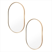 Buy 2 Set La Bella Gold Wall Mirror Oval Aluminum Frame Makeup Decor Bathroom Vanity 50x75cm
