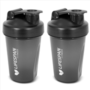 Buy Lifespan Fitness Shaker Bottle 500ml in Black (Pack of 2)