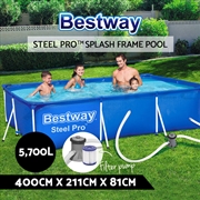 Buy Bestway Swimming Pool 4M Above Ground Pools Pumps Steel Frame Filter Pump