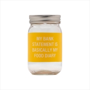Buy Glass Jar Money Bank - Food Diary (Yellow)